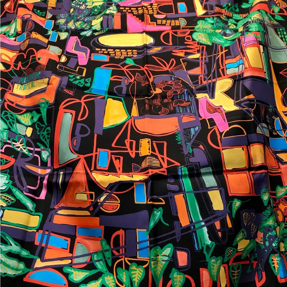 HERMÈS Modernisme Tropical Scarf 90 Silk Carre with Box - Picture 6 of 16